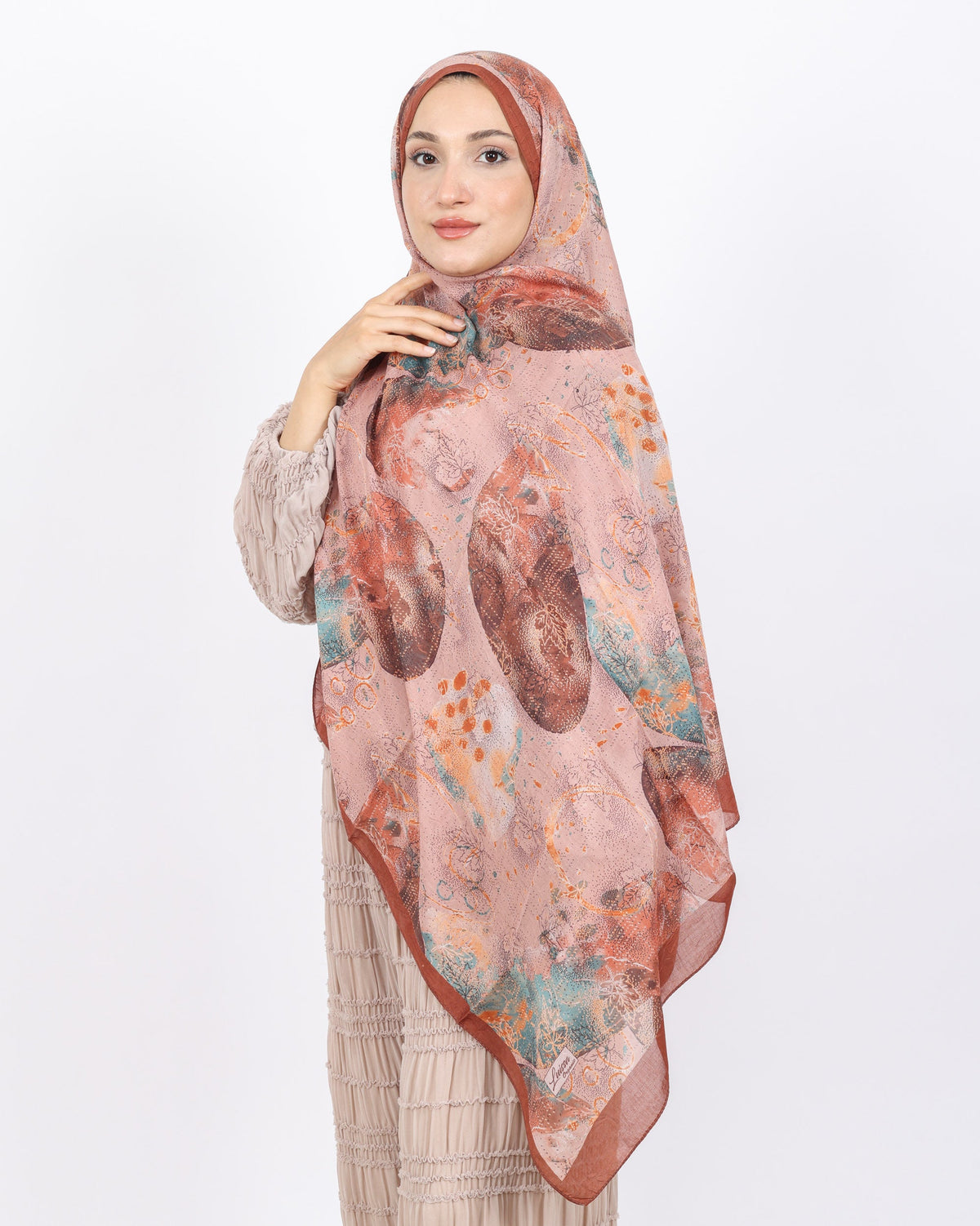 Soft Bambu Kraş Şal D046 Kiremit, 75 × 185 cm şal – görsel 3