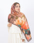 Soft Bambu Kraş Şal D054 Kahverengi, çiçekli desenli, 75 × 185 cm şal – görsel 1