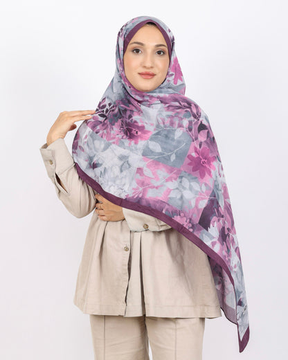 Soft Bambu Kraş Şal D042 Mürdüm, çiçekli desenli, 75 × 185 cm şal – görsel 3