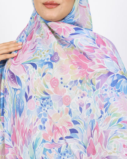 Soft Bambu Kraş Şal D047 Lila, çiçekli desenli, 75 × 185 cm şal – görsel 4