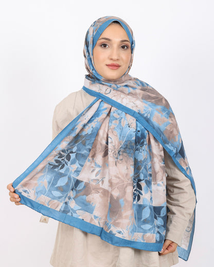 Soft Bambu Kraş Şal D042 indigo Mavi, İndigo Mavi renk, çiçekli desenli, 75 × 185 cm şal – görsel 2