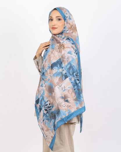 Soft Bambu Kraş Şal D042 indigo Mavi, İndigo Mavi renk, çiçekli desenli, 75 × 185 cm şal – görsel 1