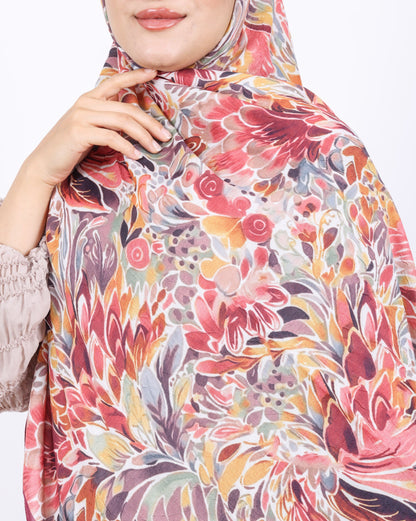 Soft Bambu Kraş Şal D047 Mürdüm, çiçekli desenli, 75 × 185 cm şal – görsel 4