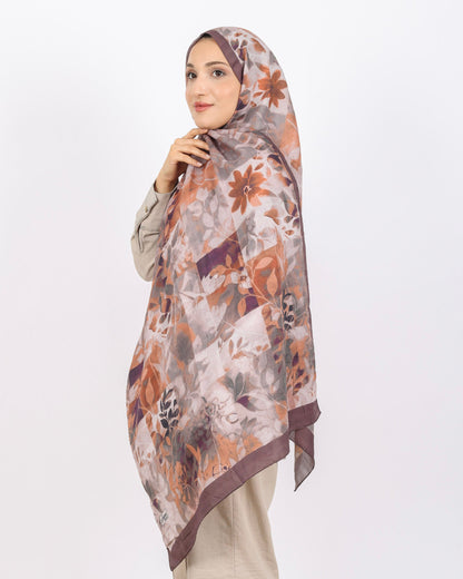 Soft Bambu Kraş Şal D042 Kahverengi, çiçekli desenli, 75 × 185 cm şal – görsel 4