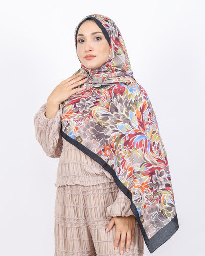 Soft Bambu Kraş Şal D047 Siyah, çiçekli desenli, 75 × 185 cm şal – görsel 1