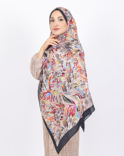 Soft Bambu Kraş Şal D047 Siyah, çiçekli desenli, 75 × 185 cm şal – görsel 3