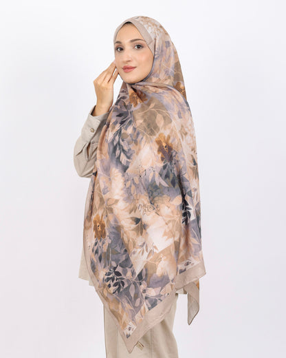 Soft Bambu Kraş Şal D042 Bej, çiçekli desenli, 75 × 185 cm şal – görsel 3