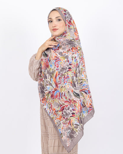 Soft Bambu Kraş Şal D047 Vizon, çiçekli desenli, 75 × 185 cm şal – görsel 3