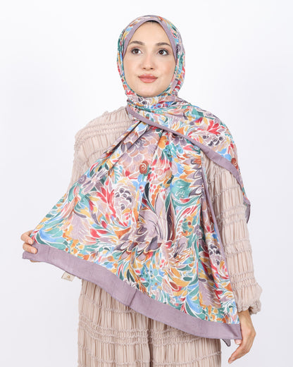 Soft Bambu Kraş Şal D047 Pudra, çiçekli desenli, 75 × 185 cm şal – görsel 2