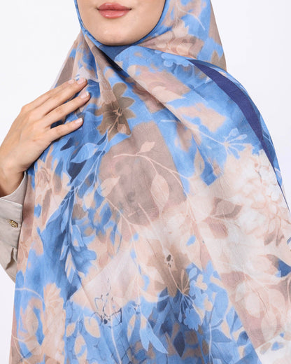 Soft Bambu Kraş Şal D042 Lacivert, çiçekli desenli, 75 × 185 cm şal – görsel 4