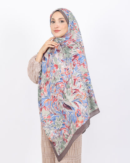 Soft Bambu Kraş Şal D047 Kahverengi-Bordo, çiçekli desenli, 75 × 185 cm şal – görsel 3
