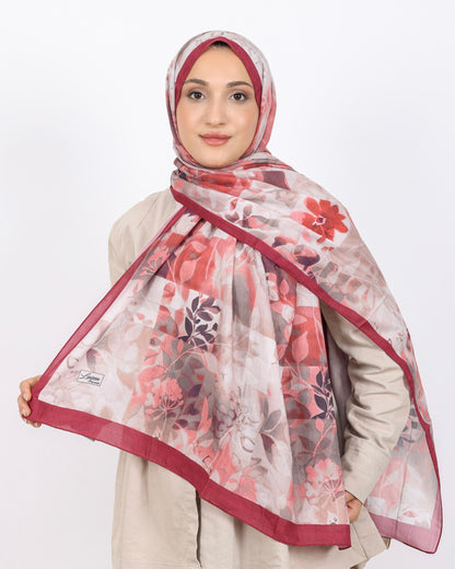 Soft Bambu Kraş Şal D042 Bordo, çiçekli desenli, 75 × 185 cm şal – görsel 2