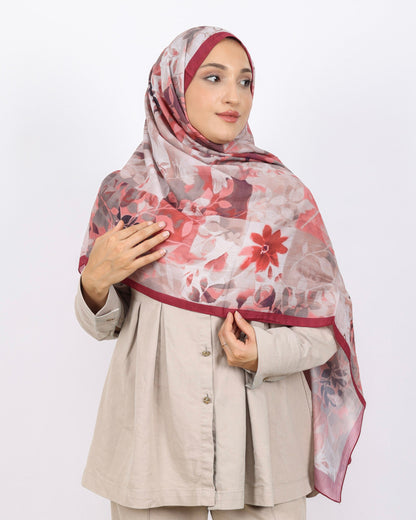 Soft Bambu Kraş Şal D042 Bordo, çiçekli desenli, 75 × 185 cm şal – görsel 1