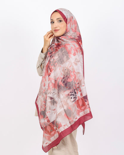 Soft Bambu Kraş Şal D042 Bordo, çiçekli desenli, 75 × 185 cm şal – görsel 3