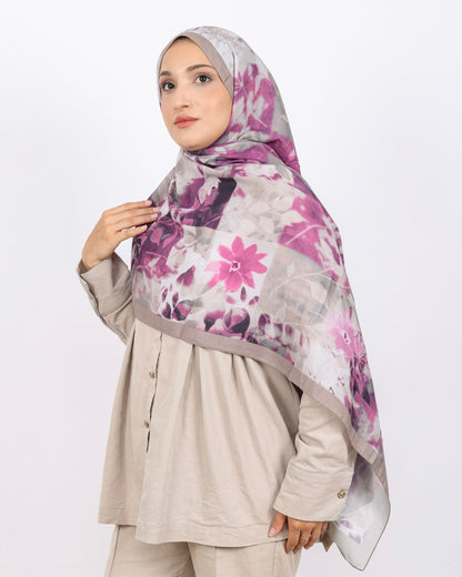 Soft Bambu Kraş Şal D042 Taş Rengi, çiçekli desenli, 75 × 185 cm şal – görsel 1