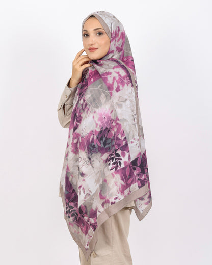 Soft Bambu Kraş Şal D042 Taş Rengi, çiçekli desenli, 75 × 185 cm şal – görsel 3