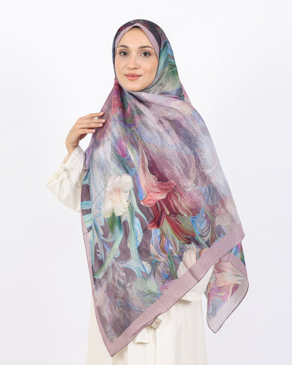 Soft Bambu Kraş Şal D055 Pudra, çiçekli desenli, 75 × 185 cm şal – görsel 3