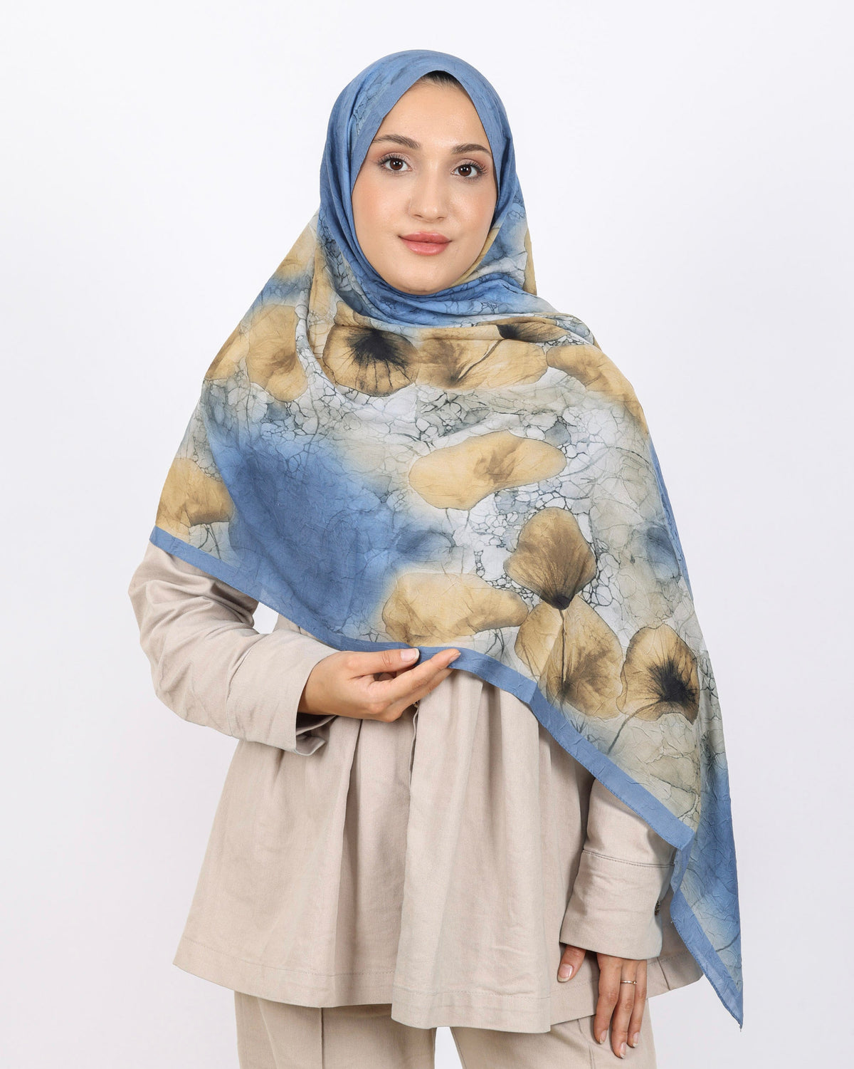 Soft Bambu Kraş Şal D043 İndigo Mavi, 75 × 185 cm şal – görsel 3