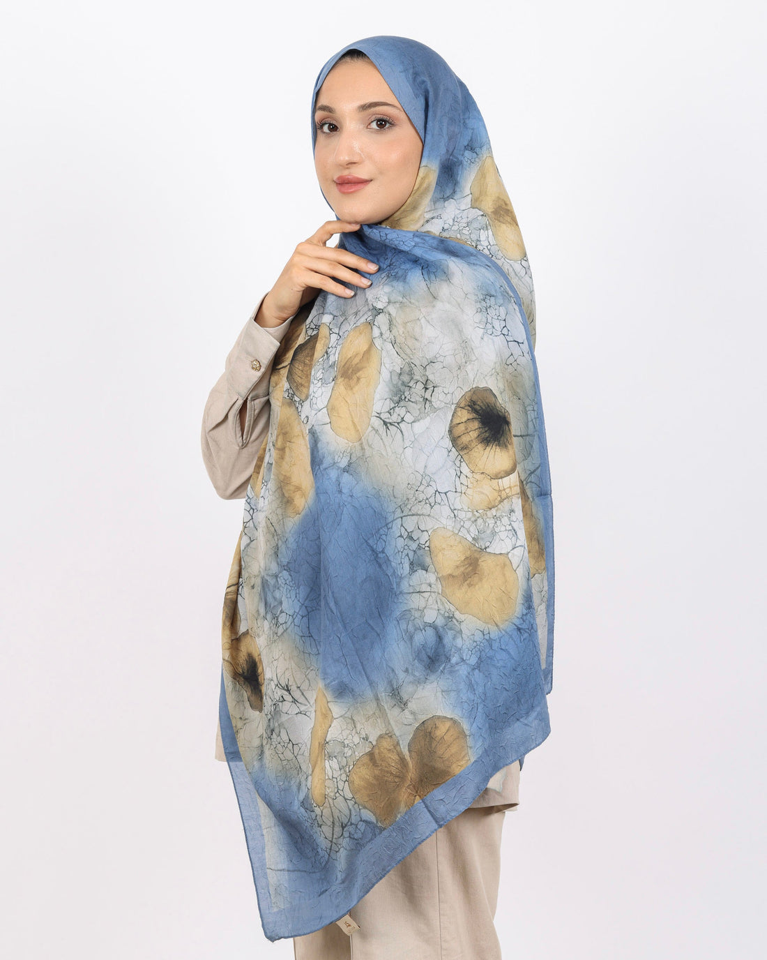 Soft Bambu Kraş Şal D043 İndigo Mavi, 75 × 185 cm şal – görsel 1