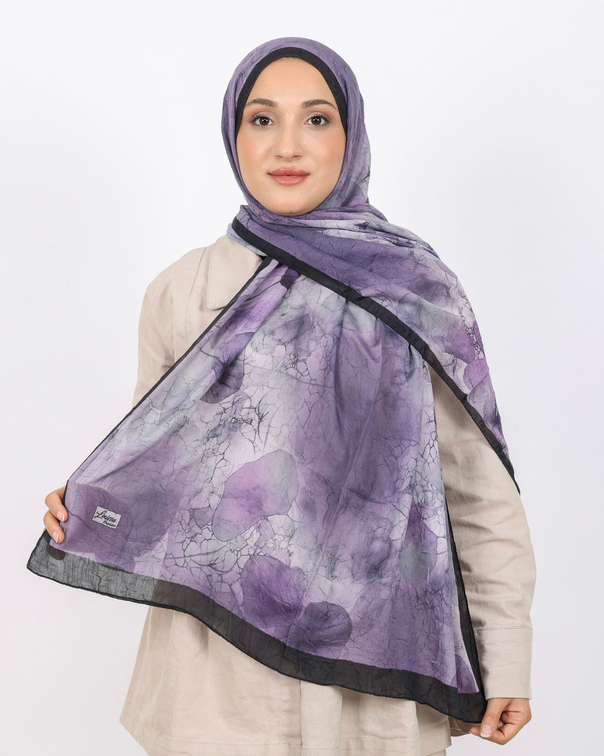 Soft Bambu Kraş Şal D043 Siyah-Mor, 75 × 185 cm şal – görsel 2