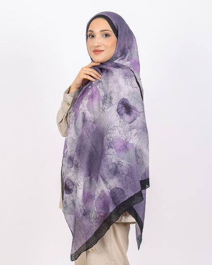 Soft Bambu Kraş Şal D043 Siyah-Mor, 75 × 185 cm şal – görsel 3