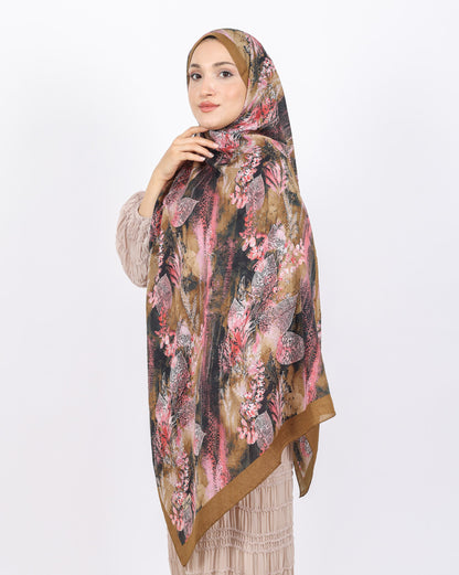 Soft Bambu Kraş Şal D048 Hardal, yapraklı desenli, 75 × 185 cm şal – görsel 4
