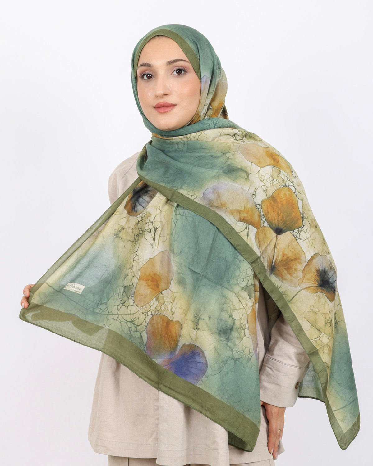 Soft Bambu Kraş Şal D043 Zeytin Yeşili, 75 × 185 cm şal – görsel 2