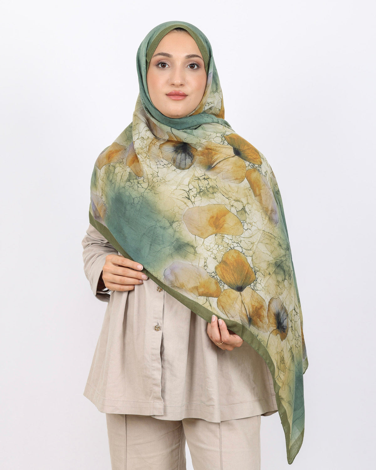 Soft Bambu Kraş Şal D043 Zeytin Yeşili, 75 × 185 cm şal – görsel 1
