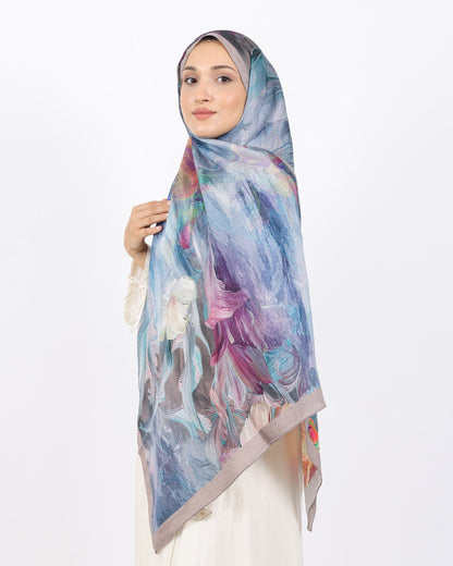Soft Bambu Kraş Şal D055 Vizon, çiçekli desenli, 75 × 185 cm şal – görsel 3