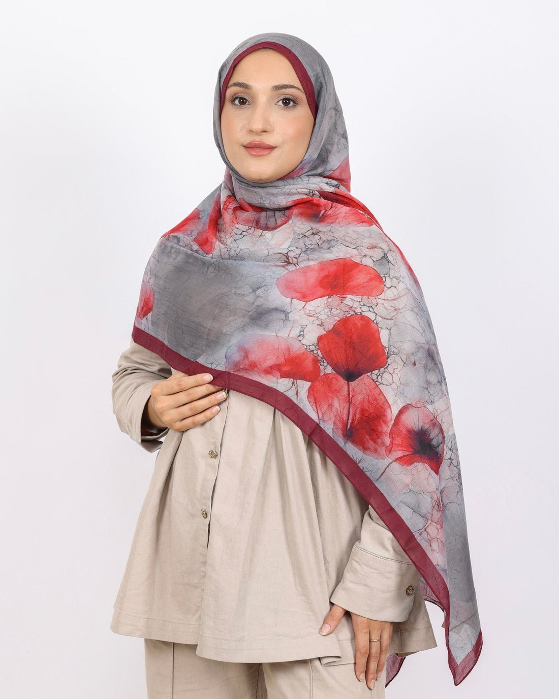 Soft Bambu Kraş Şal D043 Bordo, 75 × 185 cm şal – görsel 2