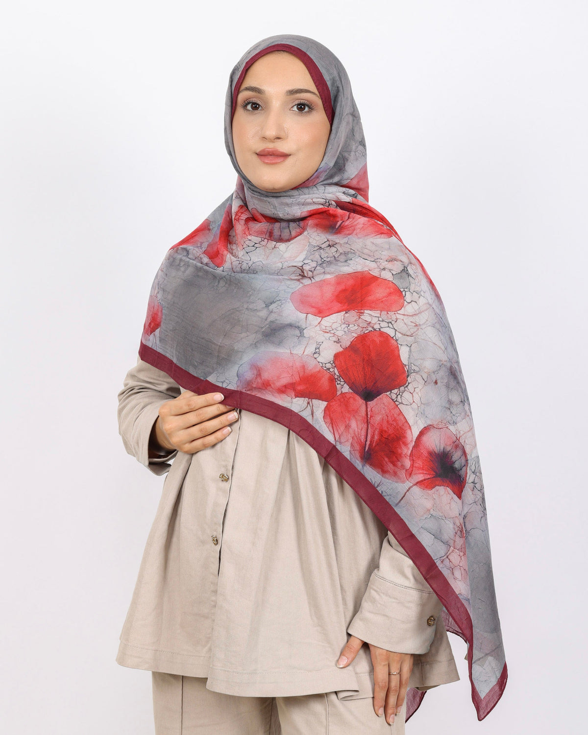 Soft Bambu Kraş Şal D043 Bordo, 75 × 185 cm şal – görsel 2