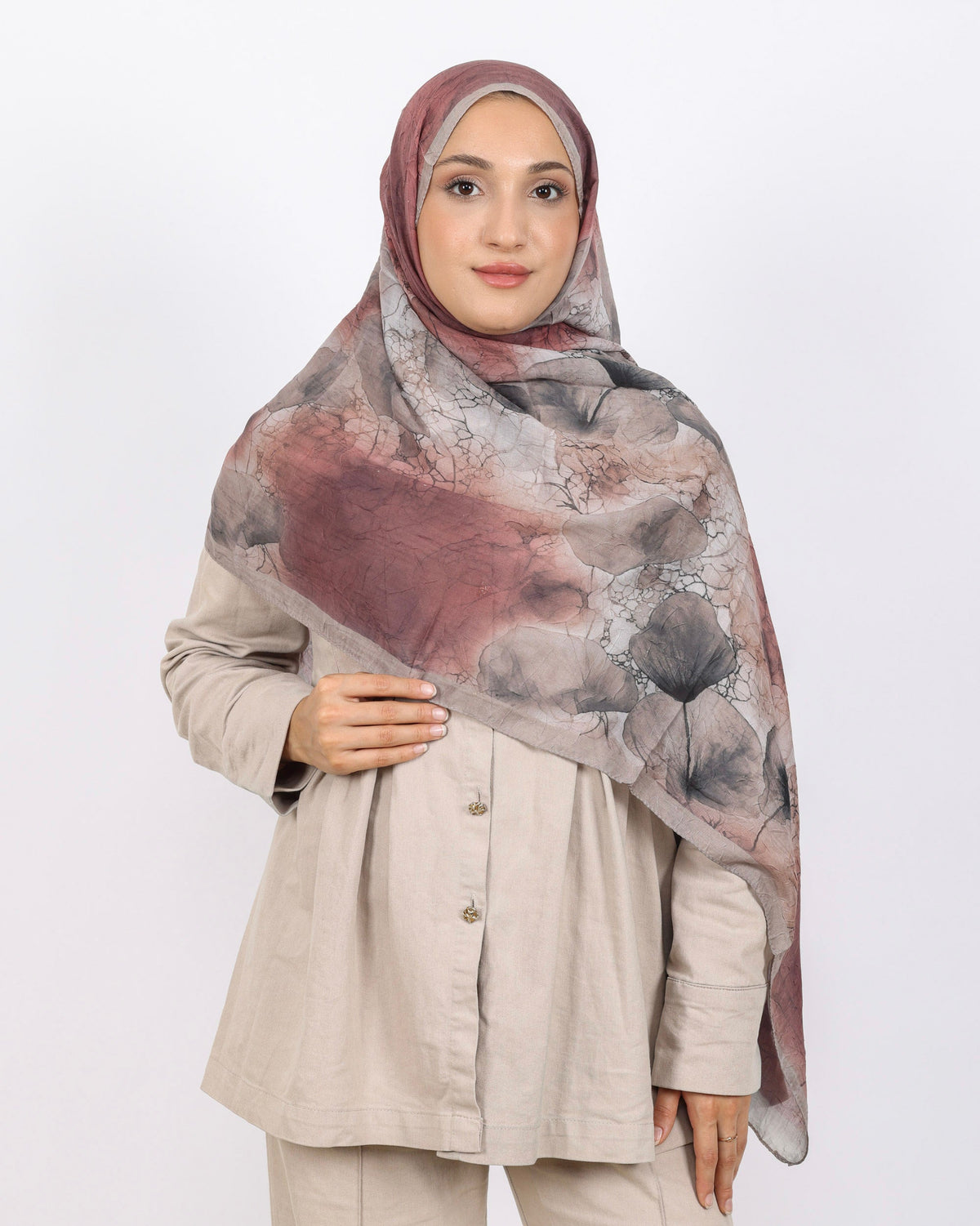 Soft Bambu Kraş Şal D043 Taş Rengi, 75 × 185 cm şal – görsel 2