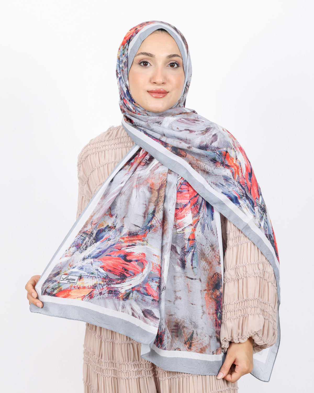 Soft Bambu Kraş Şal D049 Gri, 75 × 185 cm şal – görsel 2