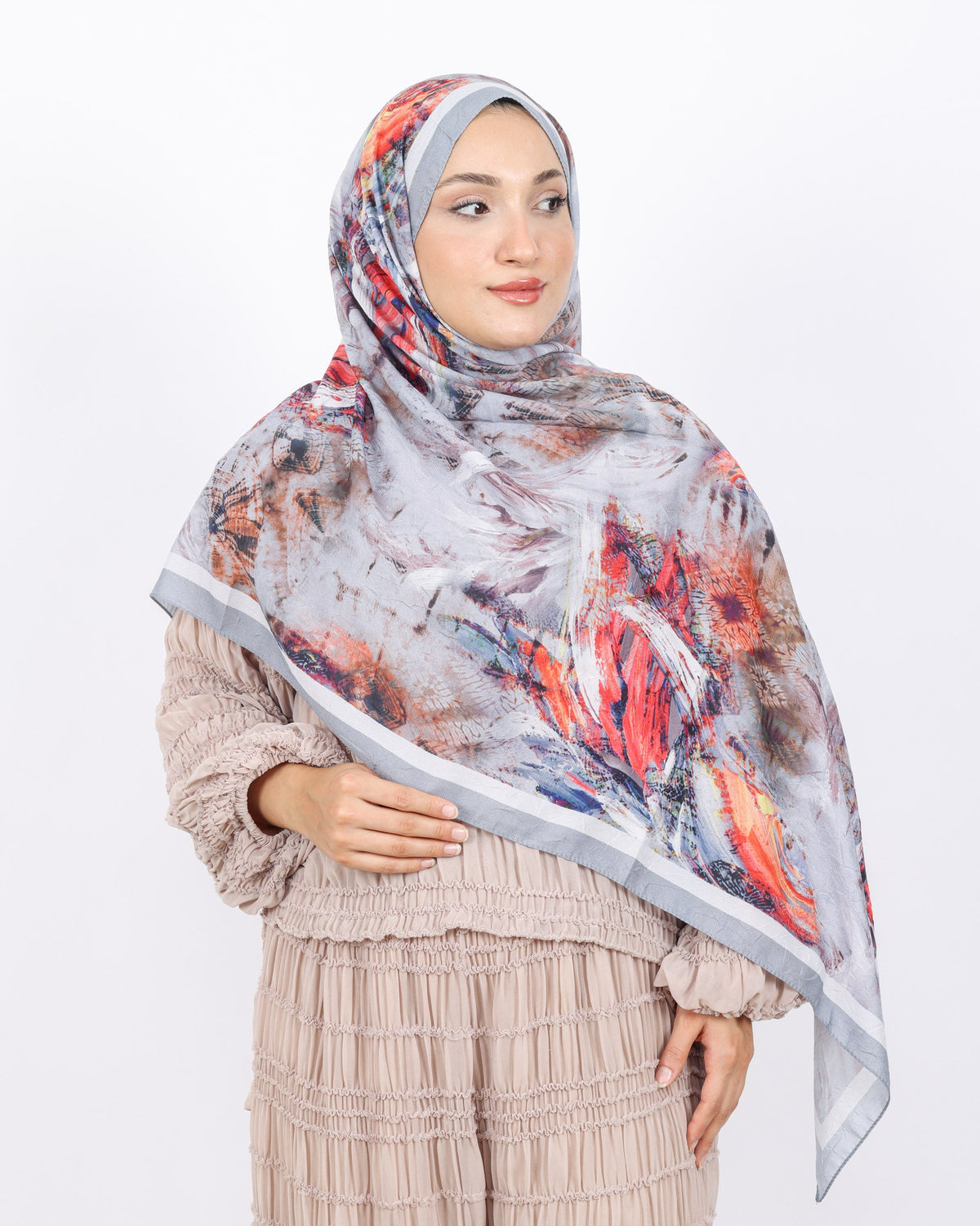 Soft Bambu Kraş Şal D049 Gri, 75 × 185 cm şal – görsel 1