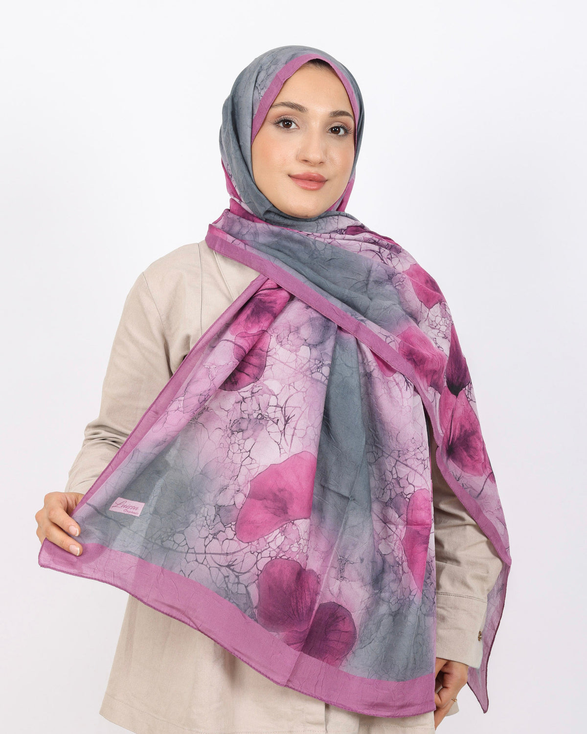 Soft Bambu Kraş Şal D043 Lila, 75 × 185 cm şal – görsel 2