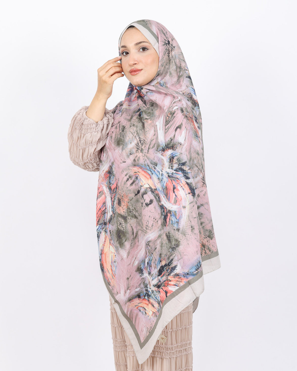 Soft Bambu Kraş Şal D049 Taş Rengi, 75 × 185 cm şal – görsel 3