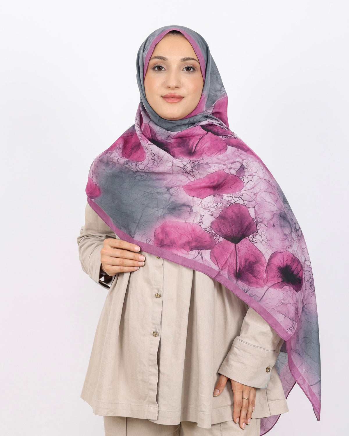 Soft Bambu Kraş Şal D043 Lila, 75 × 185 cm şal – görsel 3