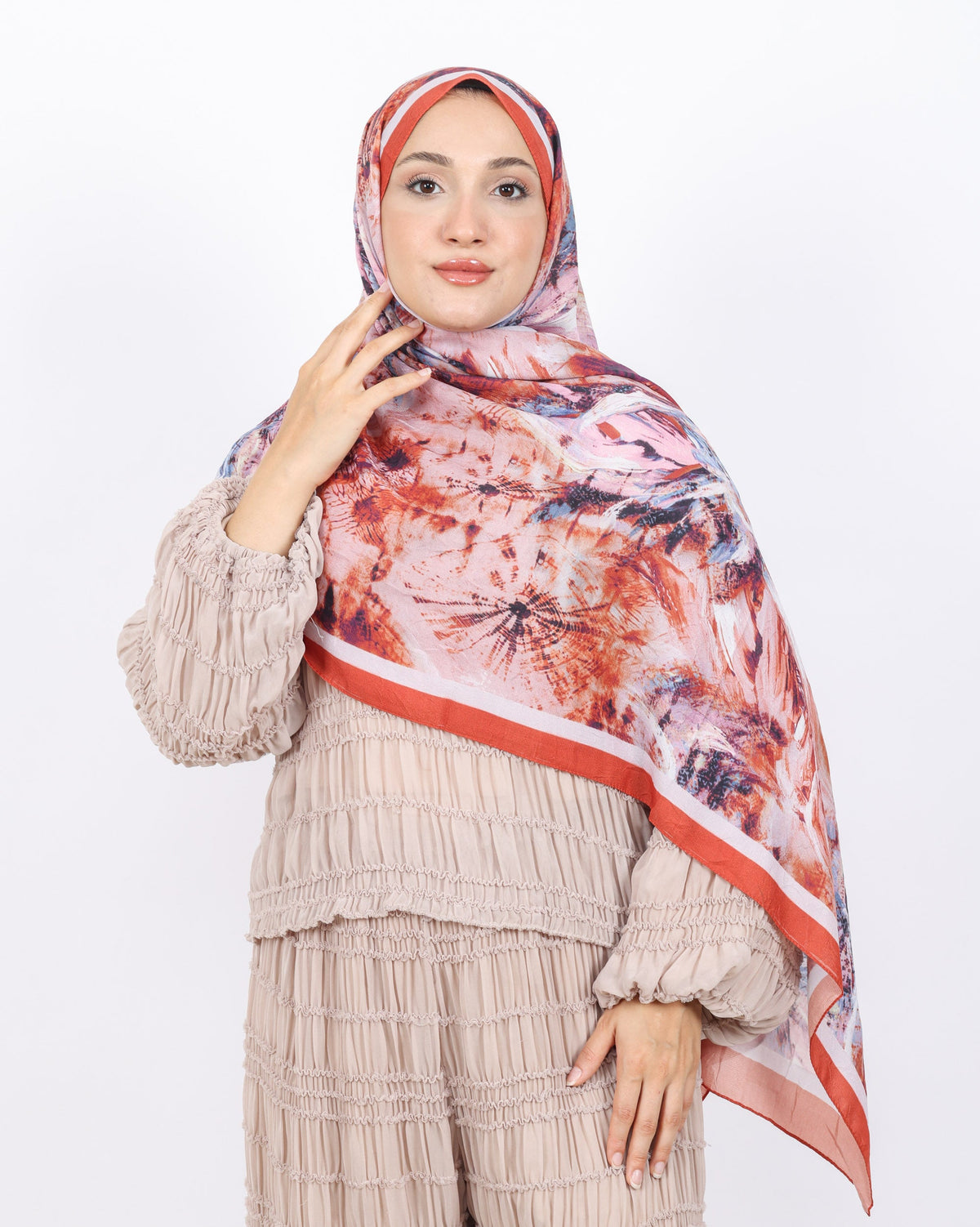 Soft Bambu Kraş Şal D049 Kiremit, 75 × 185 cm şal – görsel 2