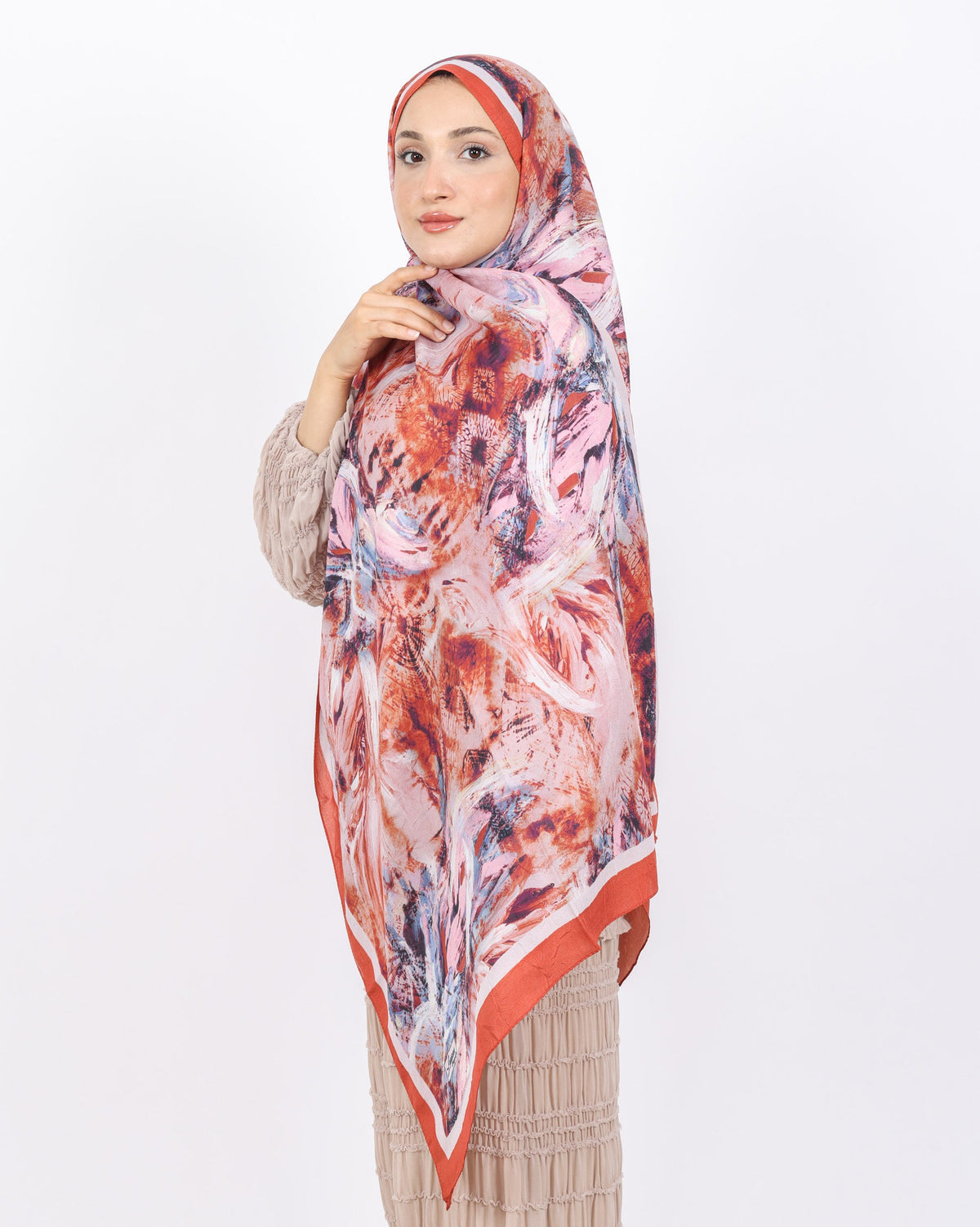 Soft Bambu Kraş Şal D049 Kiremit, 75 × 185 cm şal – görsel 3