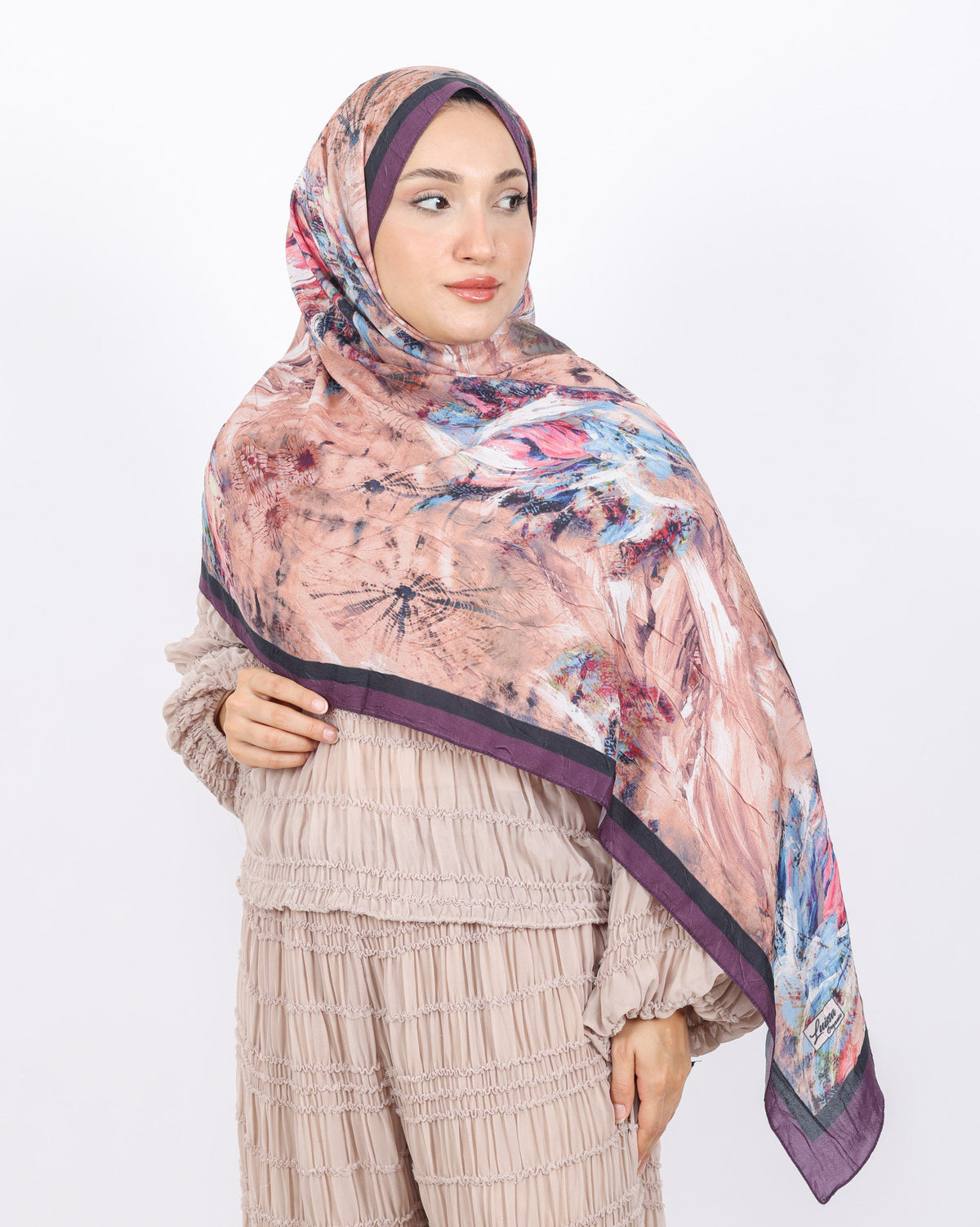 Soft Bambu Kraş Şal D049 Mor, 75 × 185 cm şal – görsel 3