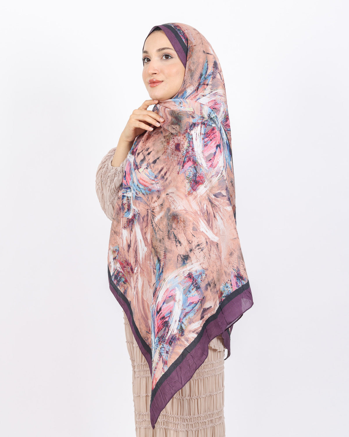 Soft Bambu Kraş Şal D049 Mor, 75 × 185 cm şal – görsel 1