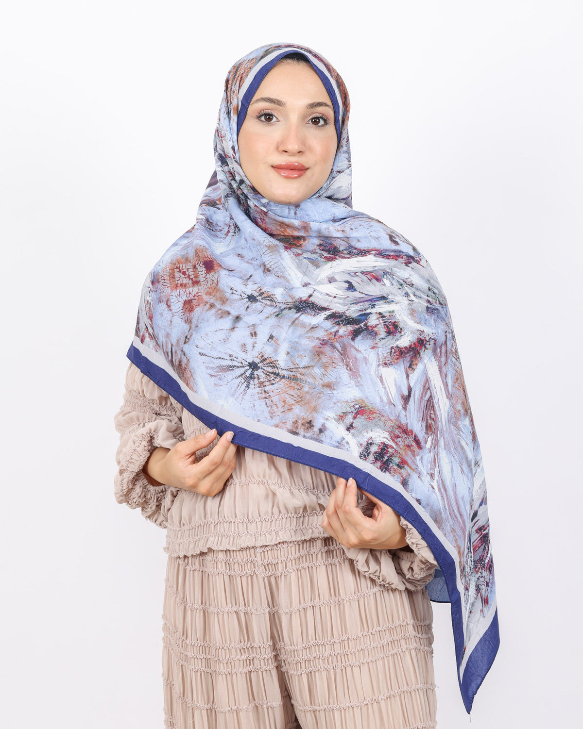 Soft Bambu Kraş Şal D049 Lacivert, 75 × 185 cm şal – görsel 1