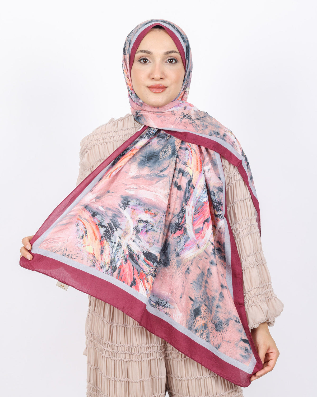 Soft Bambu Kraş Şal D049 Mürdüm, 75 × 185 cm şal – görsel 1