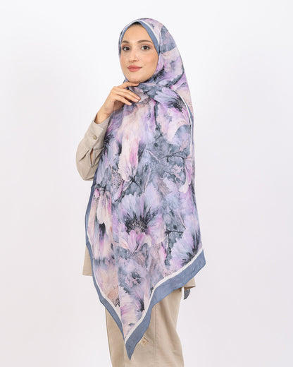 Soft Bambu Kraş Şal D044 Antrasit Gri, çiçekli desenli, 75 × 185 cm şal – görsel 3
