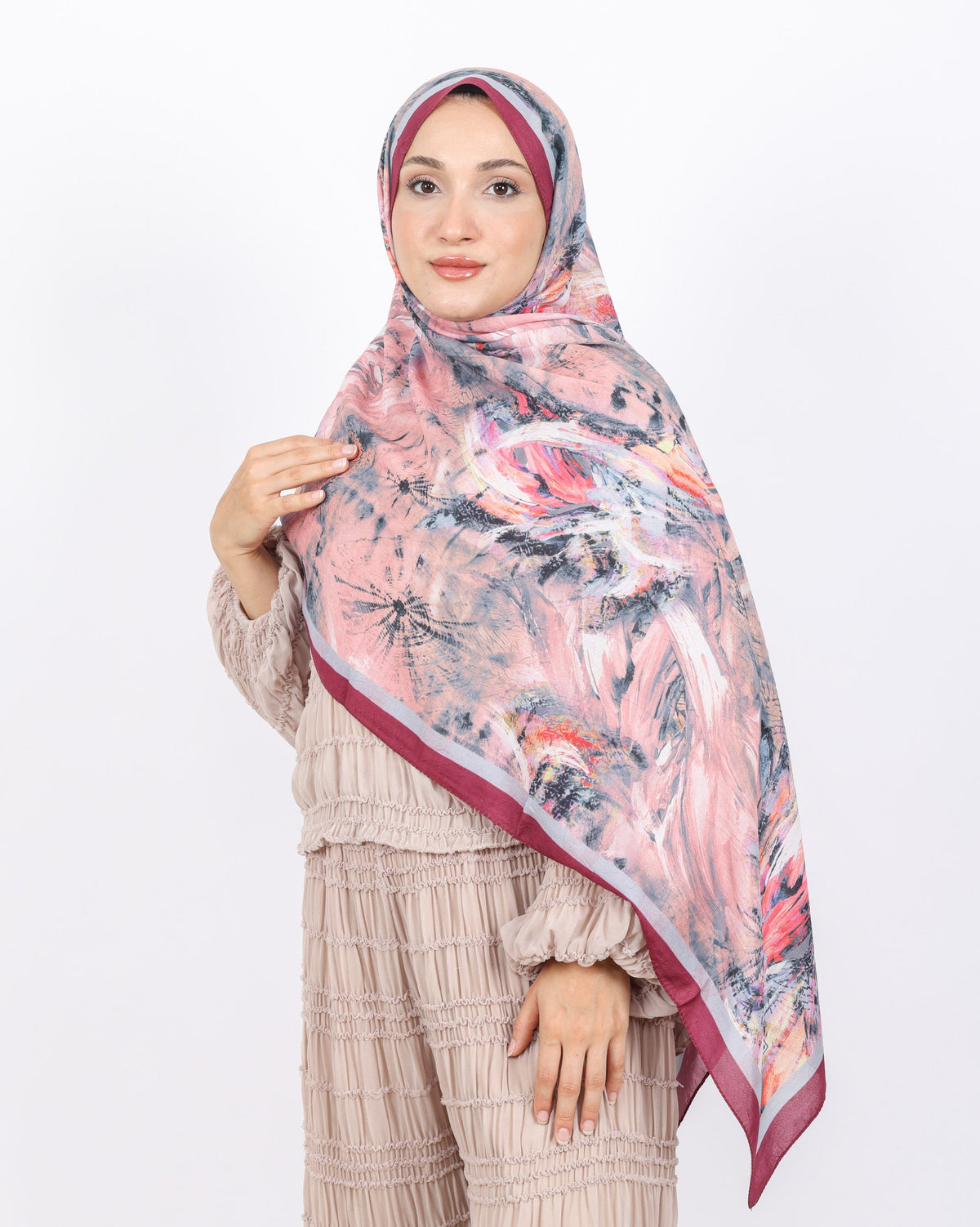 Soft Bambu Kraş Şal D049 Mürdüm, 75 × 185 cm şal – görsel 2