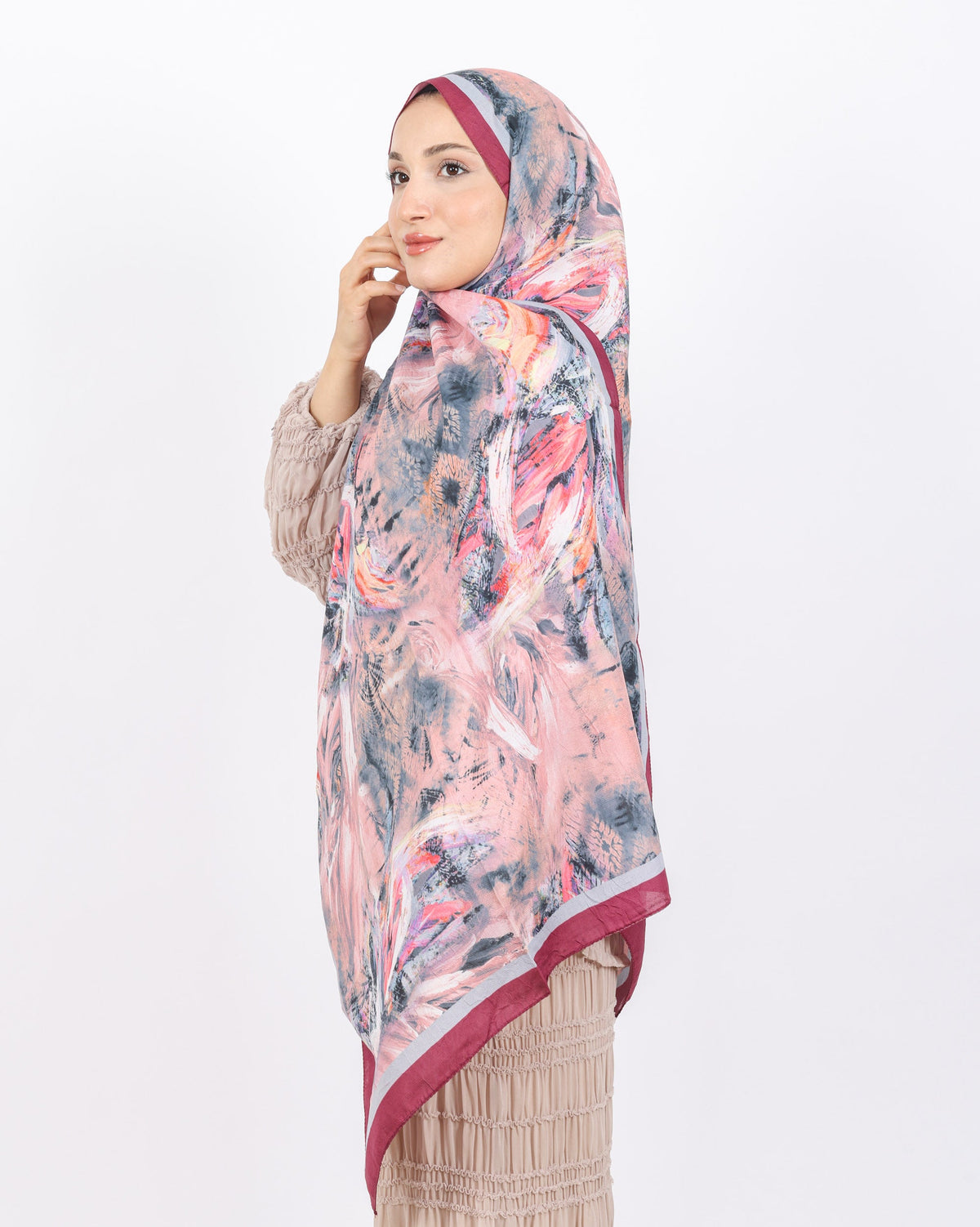 Soft Bambu Kraş Şal D049 Mürdüm, 75 × 185 cm şal – görsel 3