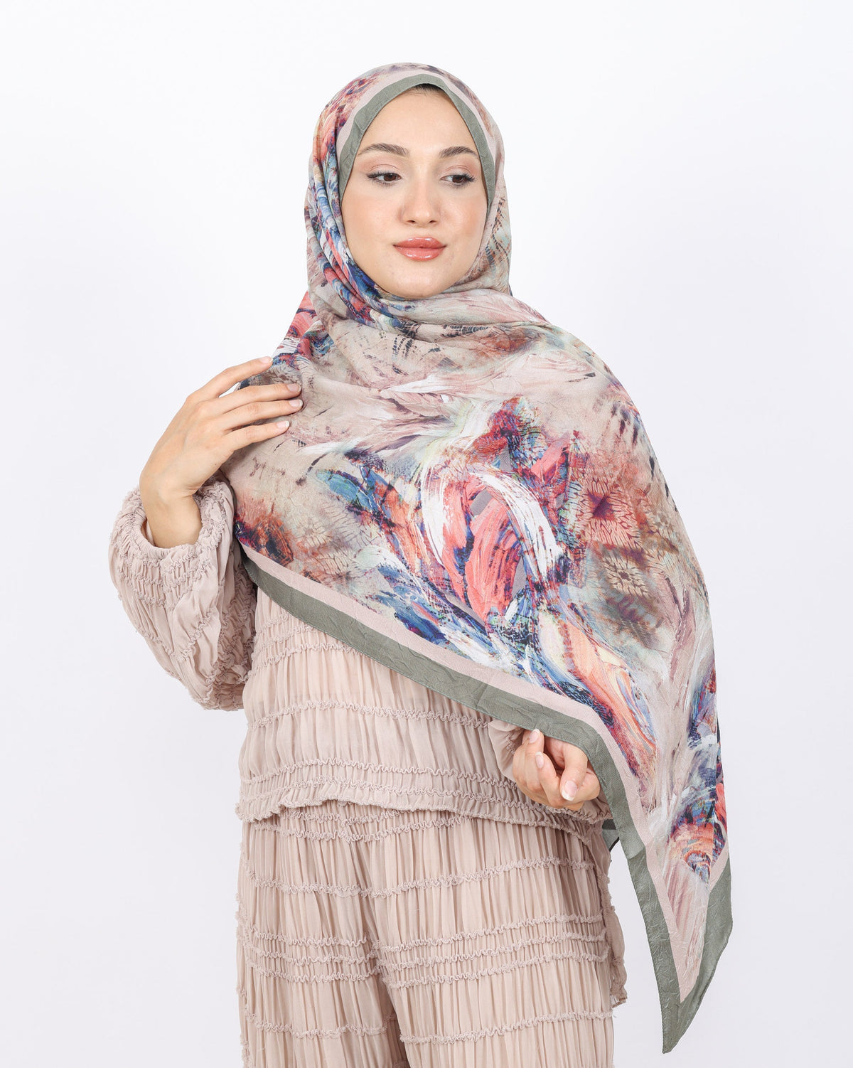 Soft Bambu Kraş Şal D049 Yeşil, 75 × 185 cm şal – görsel 3