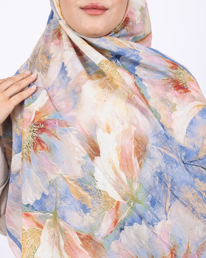 Soft Bambu Kraş Şal D044 Bej, çiçekli desenli, 75 × 185 cm şal – görsel 4