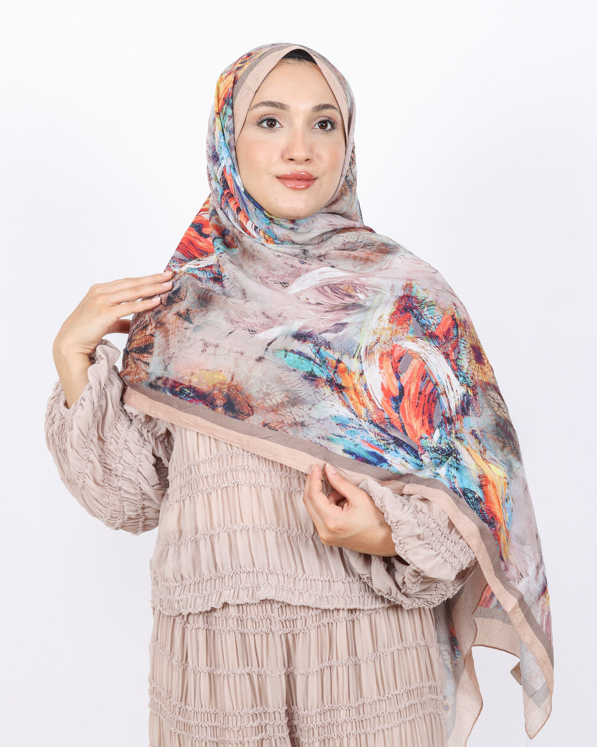 Soft Bambu Kraş Şal D049 Somon, 75 × 185 cm şal – görsel 3