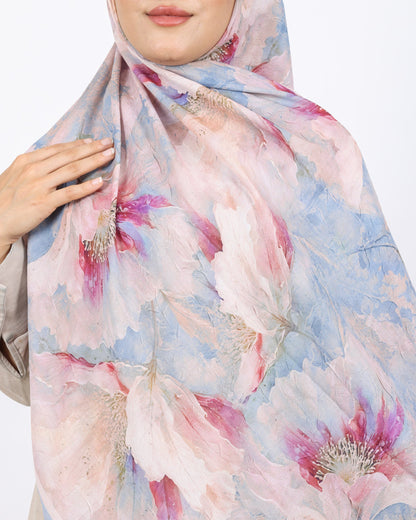 Soft Bambu Kraş Şal D044 Bebe Mavisi, çiçekli desenli, 75 × 185 cm şal – görsel 4